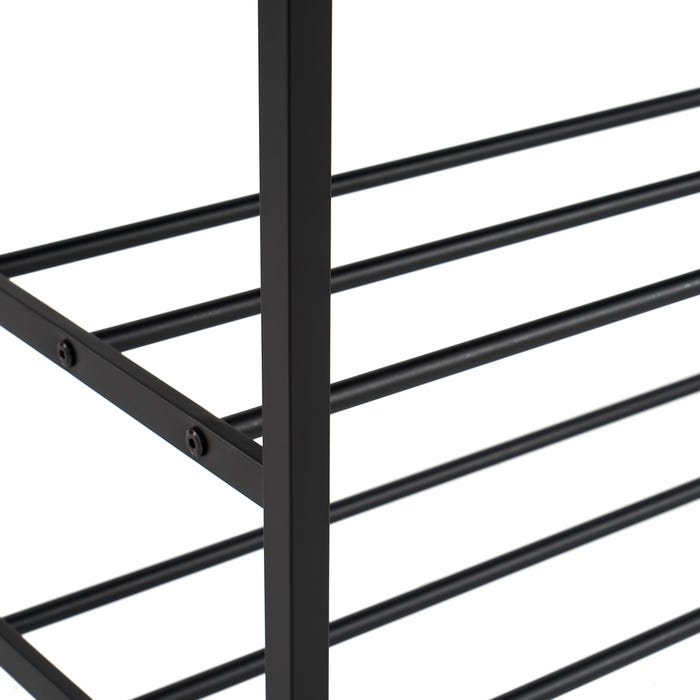 Coat Rack Bar and 4 Shelves Black 76.20 X 35 X 177.50 Cm