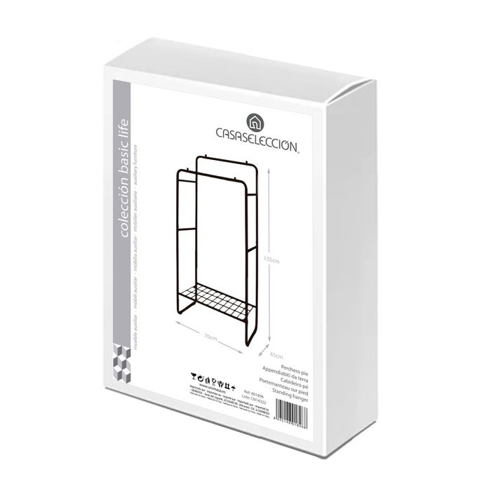 Coat Rack 2 Bars and 1 Shelf Black Metal 70.50 X 44.50 X 157 C