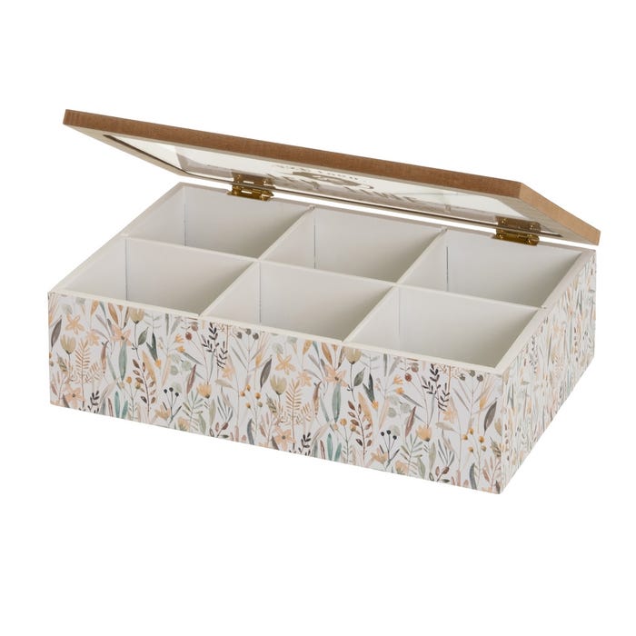 Caja 6 Compartimentos Mdf-Cristal 24 X 16 X 7 Cm