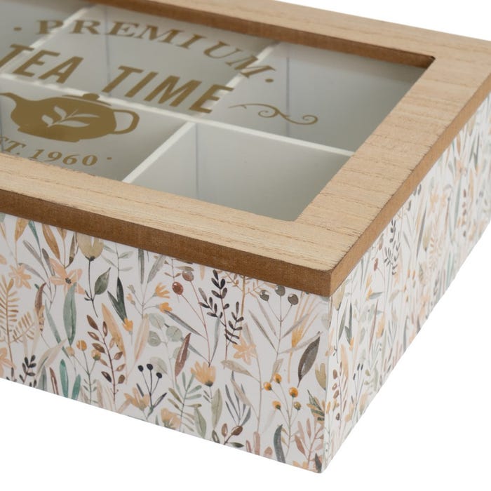 Caja 6 Compartimentos Mdf-Cristal 24 X 16 X 7 Cm