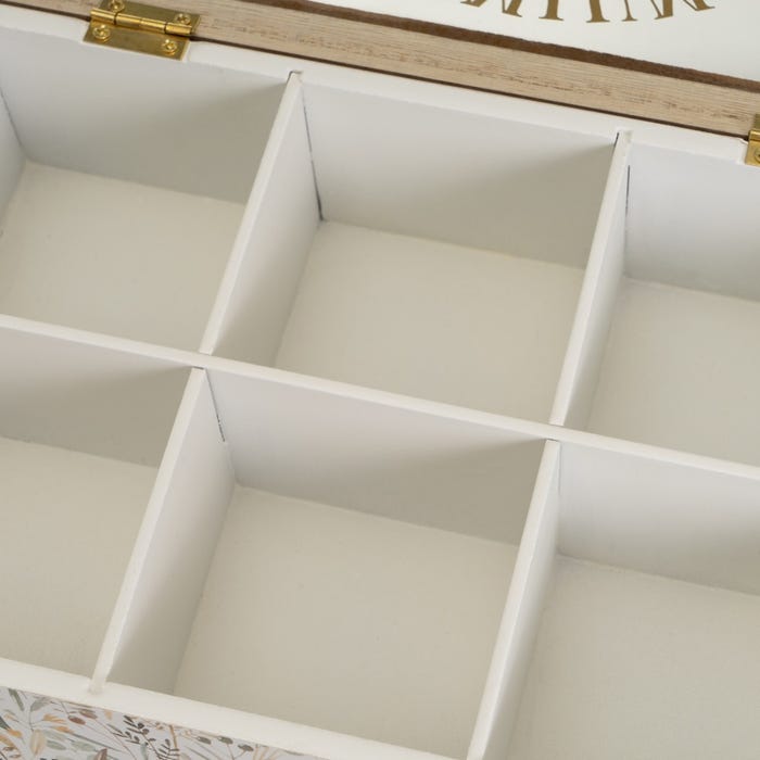 Caja 6 Compartimentos Mdf-Cristal 24 X 16 X 7 Cm