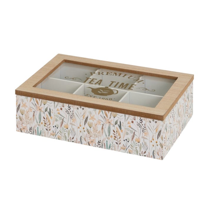 Caja 6 Compartimentos Mdf-Cristal 24 X 16 X 7 Cm