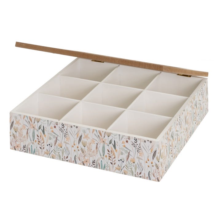 Caja 9 Compartimentos Mdf-Cristal 24 X 24 X 7 Cm