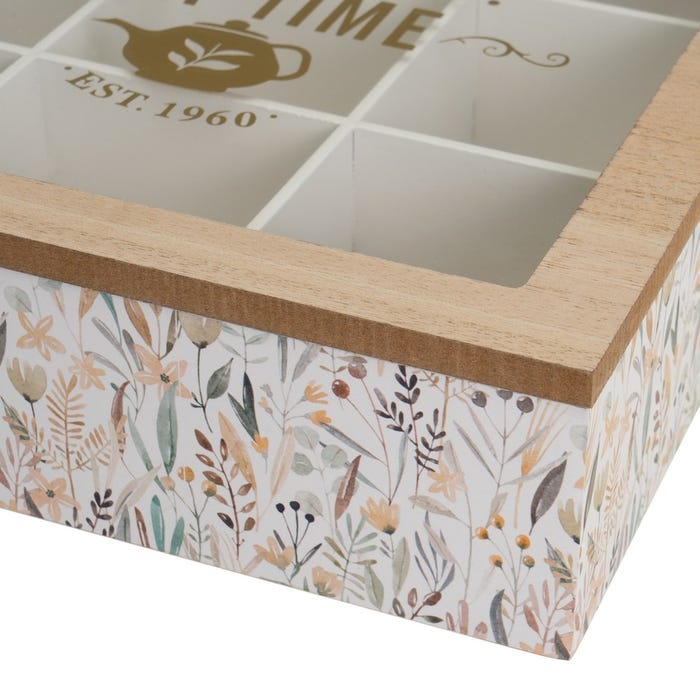 Caja 9 Compartimentos Mdf-Cristal 24 X 24 X 7 Cm