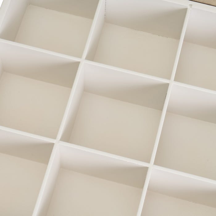 Caja 9 Compartimentos Mdf-Cristal 24 X 24 X 7 Cm