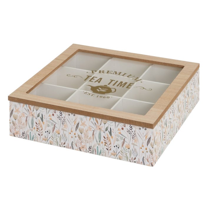 Caja 9 Compartimentos Mdf-Cristal 24 X 24 X 7 Cm