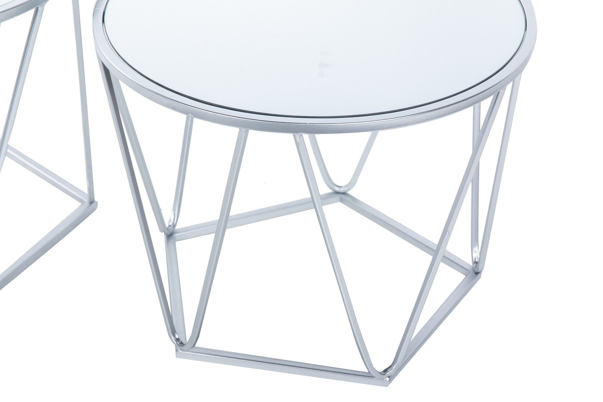 SET 2 MESAS METAL-ESPEJO 60x60x41 50x50x38 CM