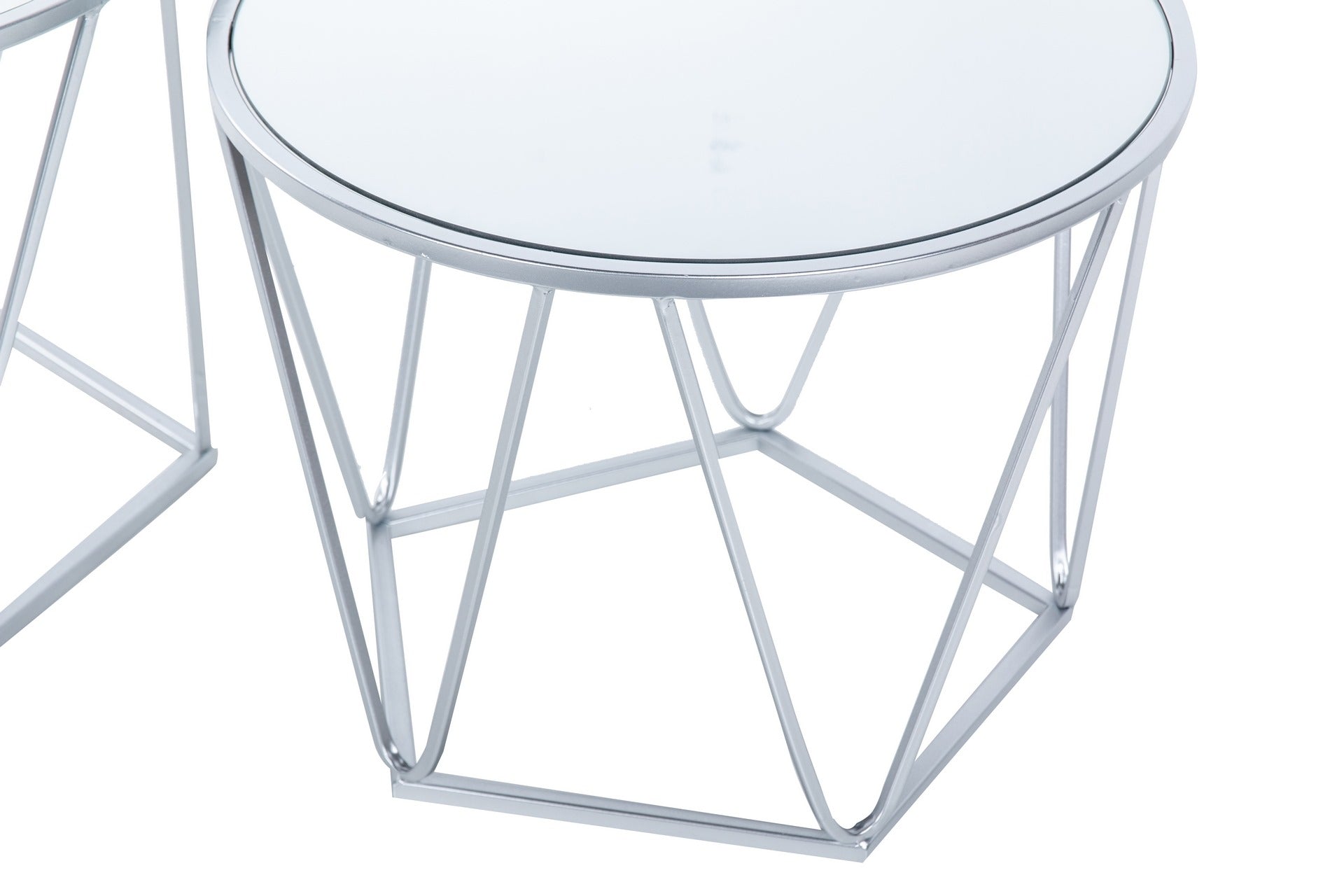 SET 2 MESAS METAL-ESPEJO 60x60x41 50x50x38 CM