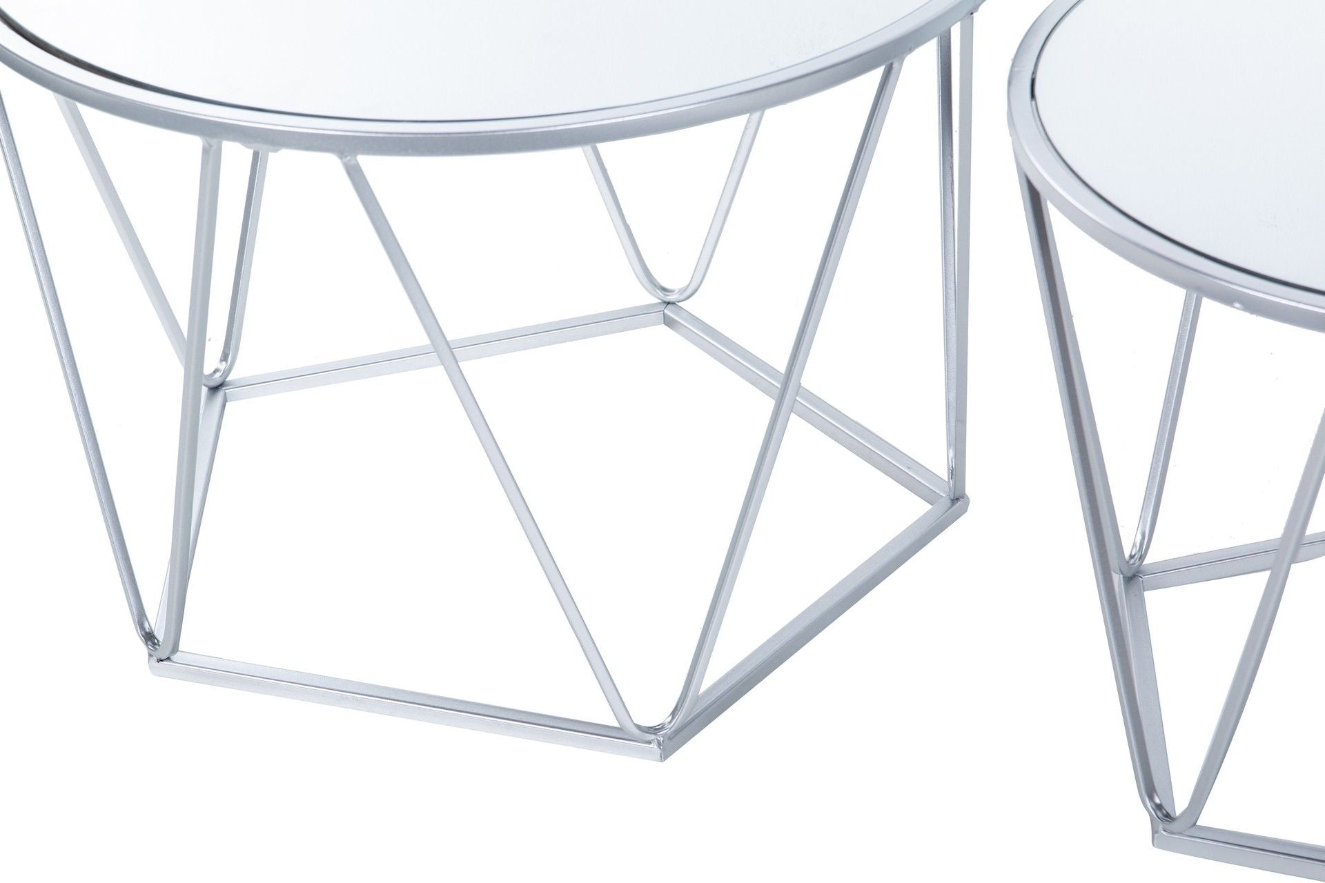 SET 2 MESAS METAL-ESPEJO 60x60x41 50x50x38 CM