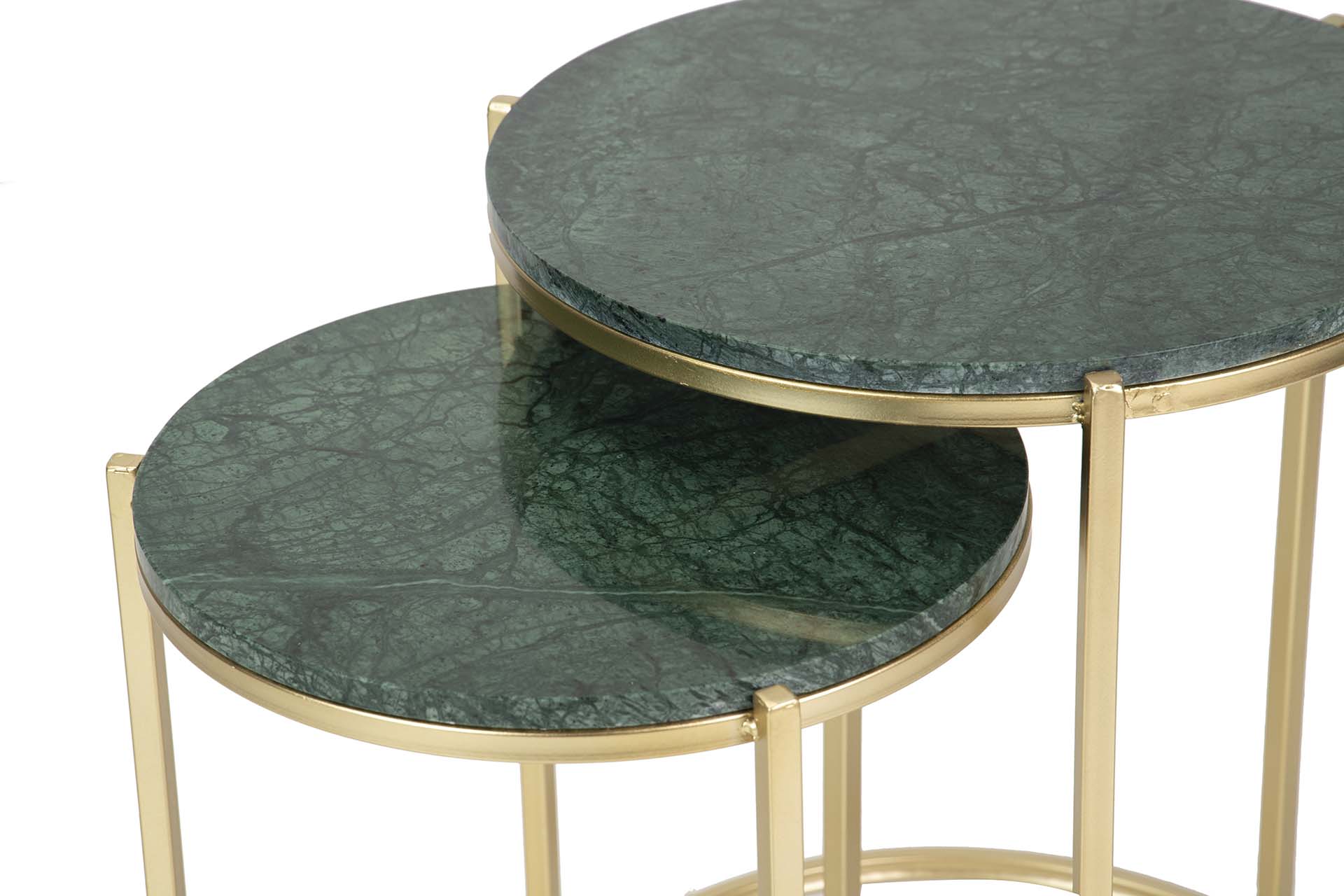 SET 2 MESAS VERDE DORADO 41x41x50/35x35x43CM