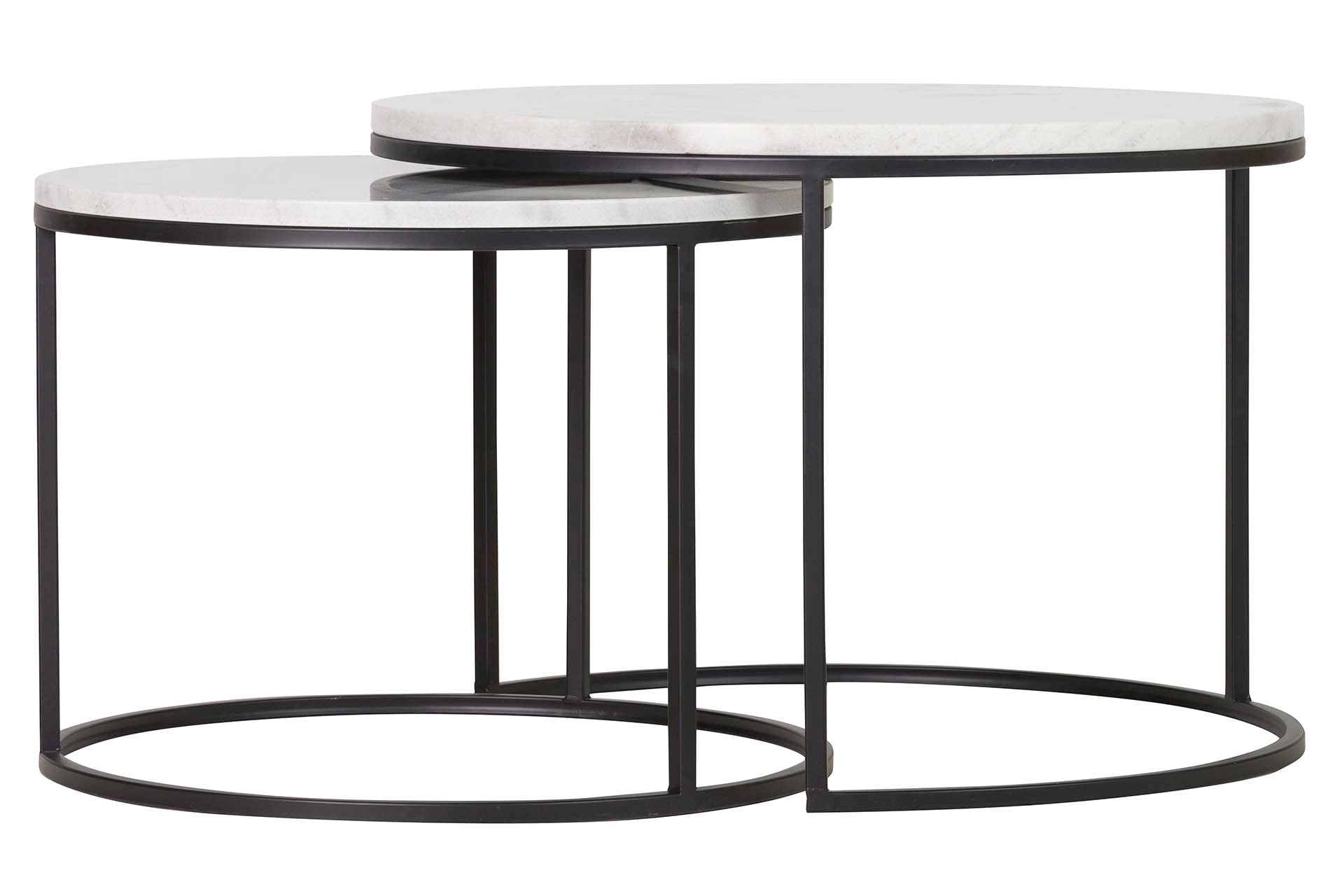 SET2 MESAS NIDO MARMOL  NEGRO 60x60x41 50x50x38CM
