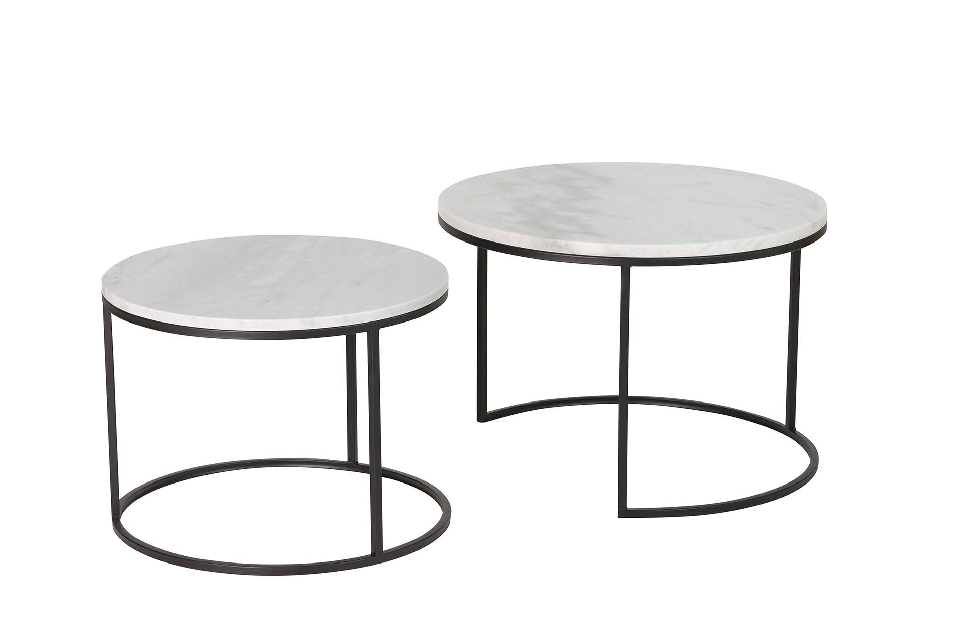 SET2 MESAS NIDO MARMOL  NEGRO 60x60x41 50x50x38CM