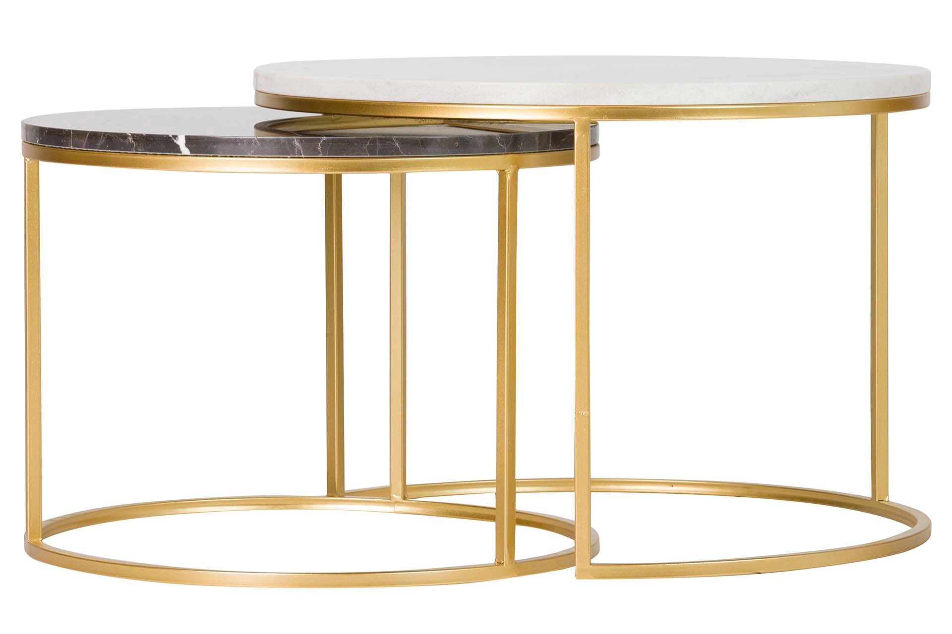 SET 2 MESAS NIDO BLANCO/NEGRO 60x60x41 50x50x38CM