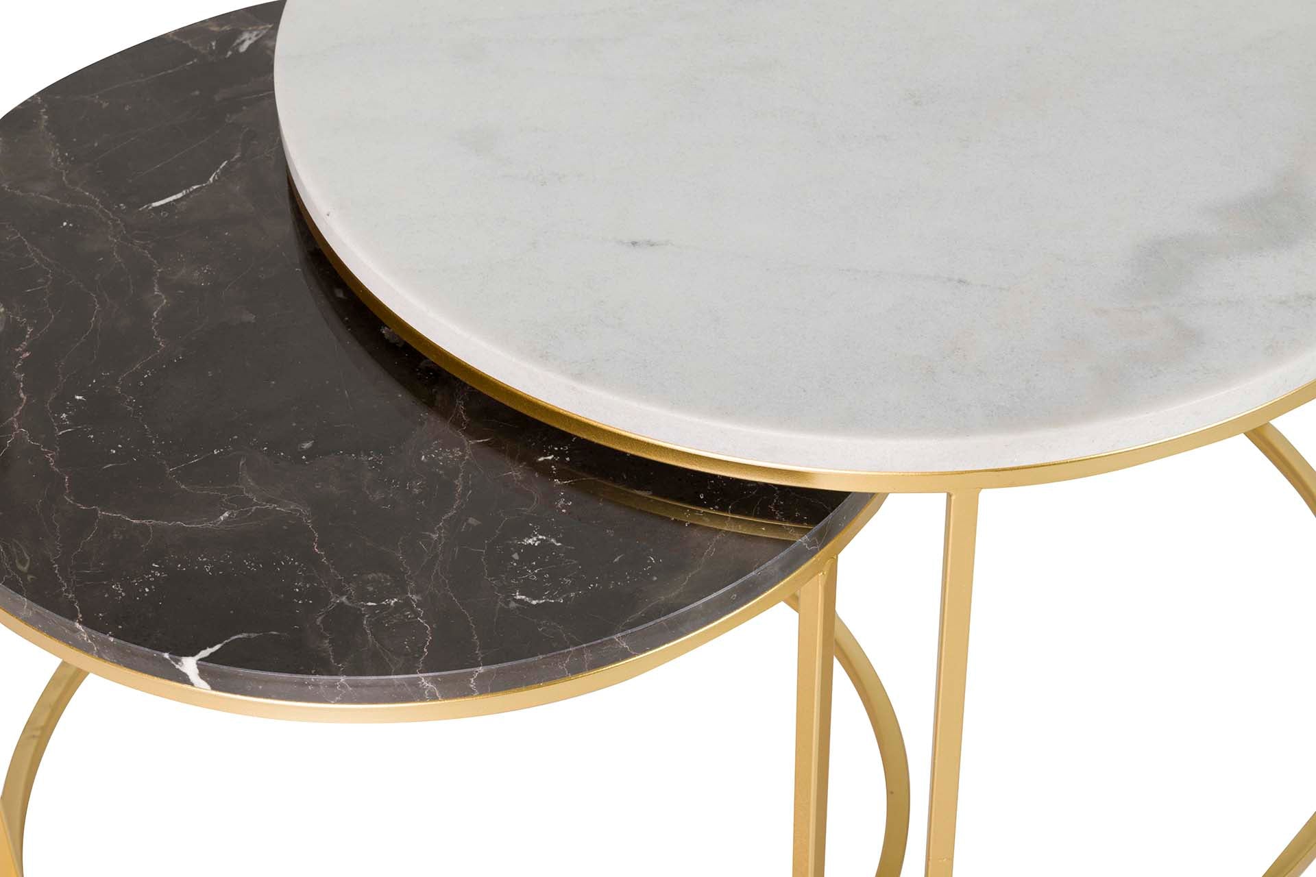 SET 2 MESAS NIDO BLANCO/NEGRO 60x60x41 50x50x38CM