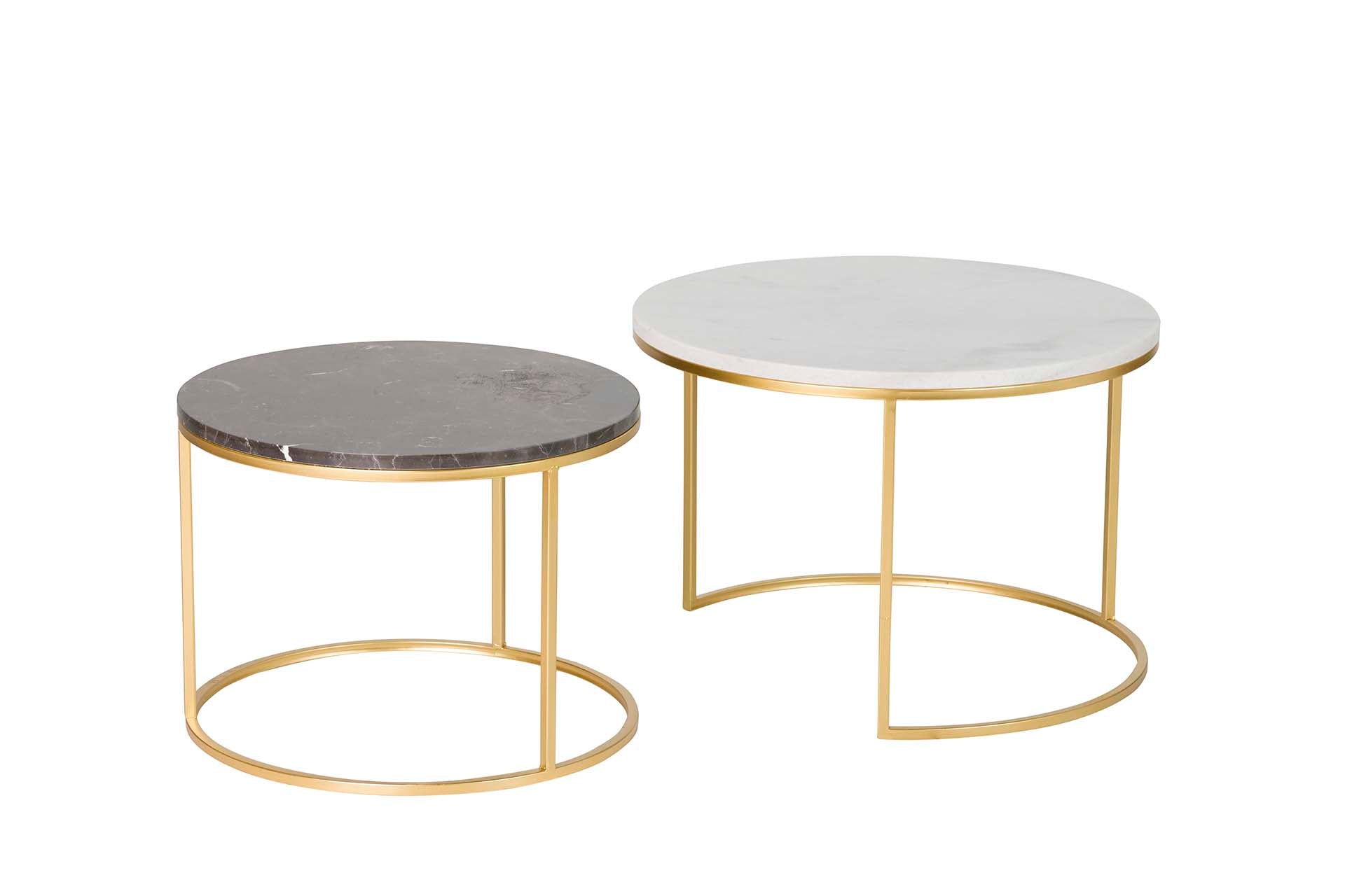 SET 2 MESAS NIDO BLANCO/NEGRO 60x60x41 50x50x38CM