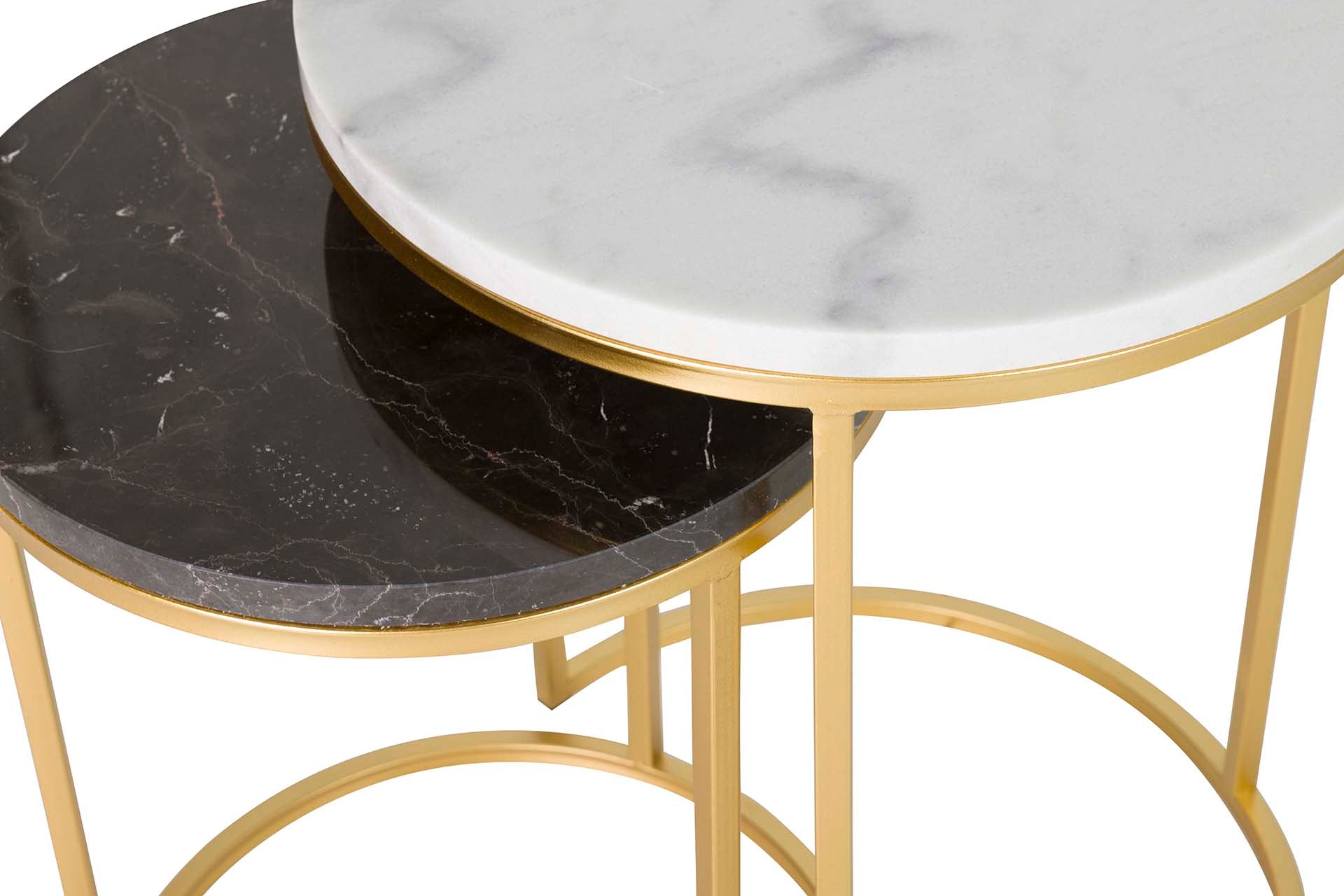 SET2 MESAS METAL BLANCO/NEGRO 41x41x50/35x35x43CM