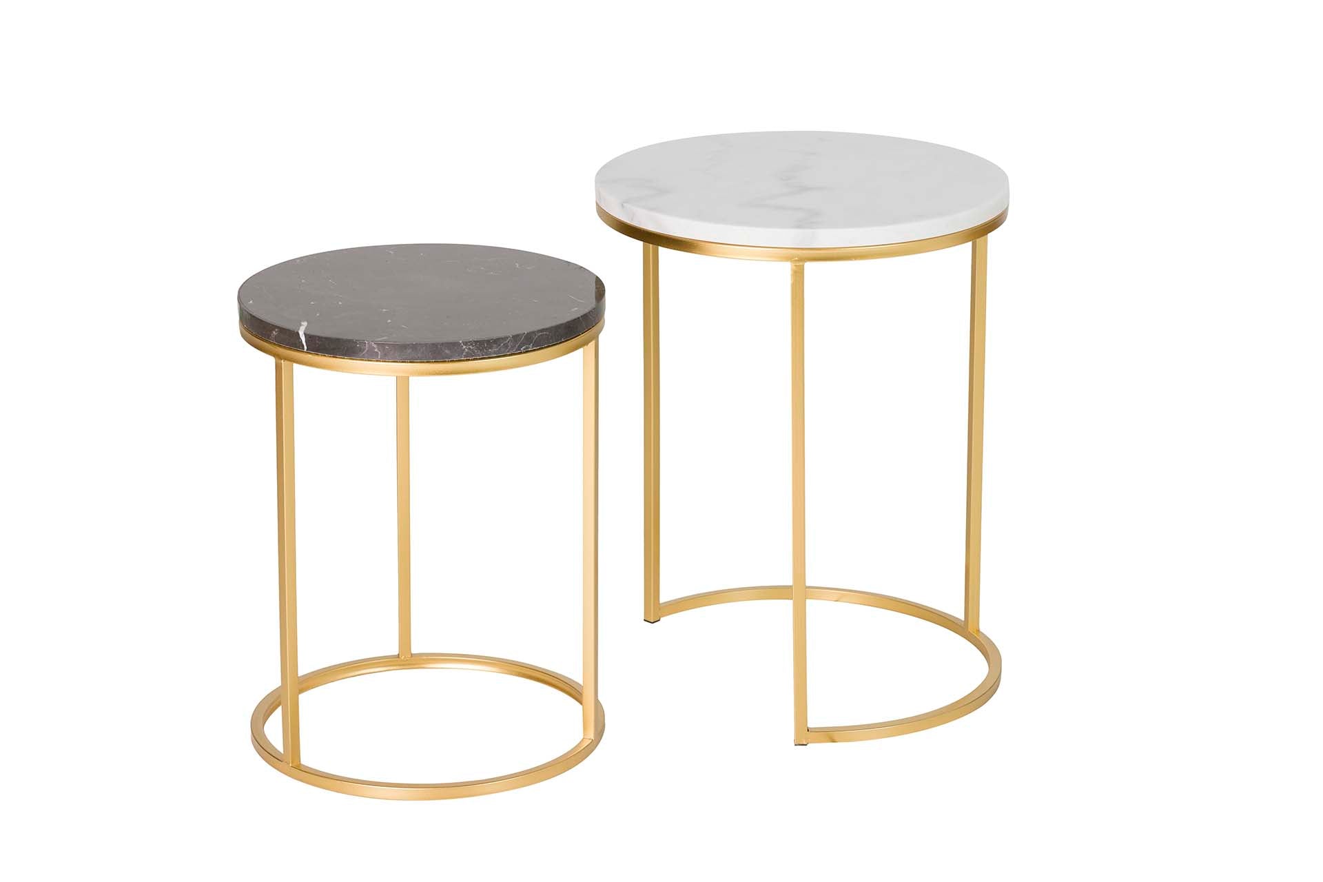 SET2 MESAS METAL BLANCO/NEGRO 41x41x50/35x35x43CM