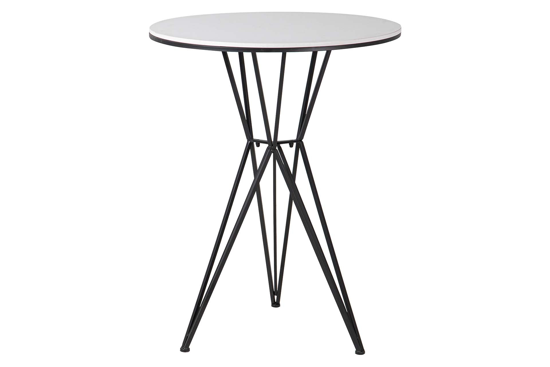WHITE MARBLE METAL TABLE 70x70x110 CM