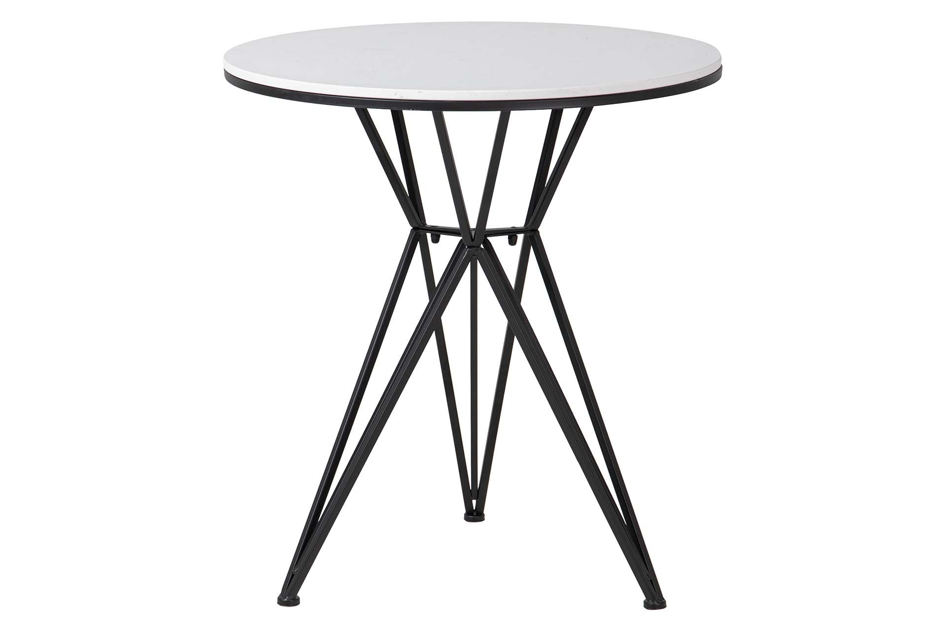 WHITE MARBLE METAL TABLE 80x80x75 CM