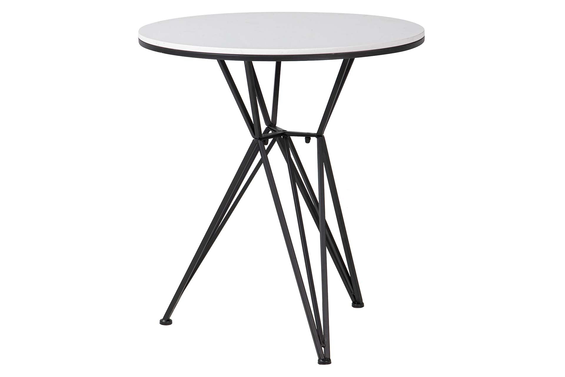 WHITE MARBLE METAL TABLE 80x80x75 CM