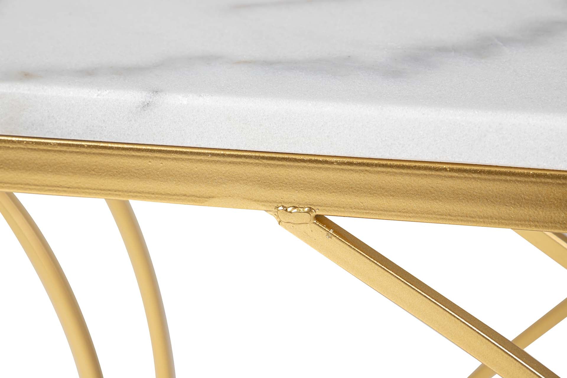 CONSOLA METAL MARMOL BLANCO 104x30x79 CM