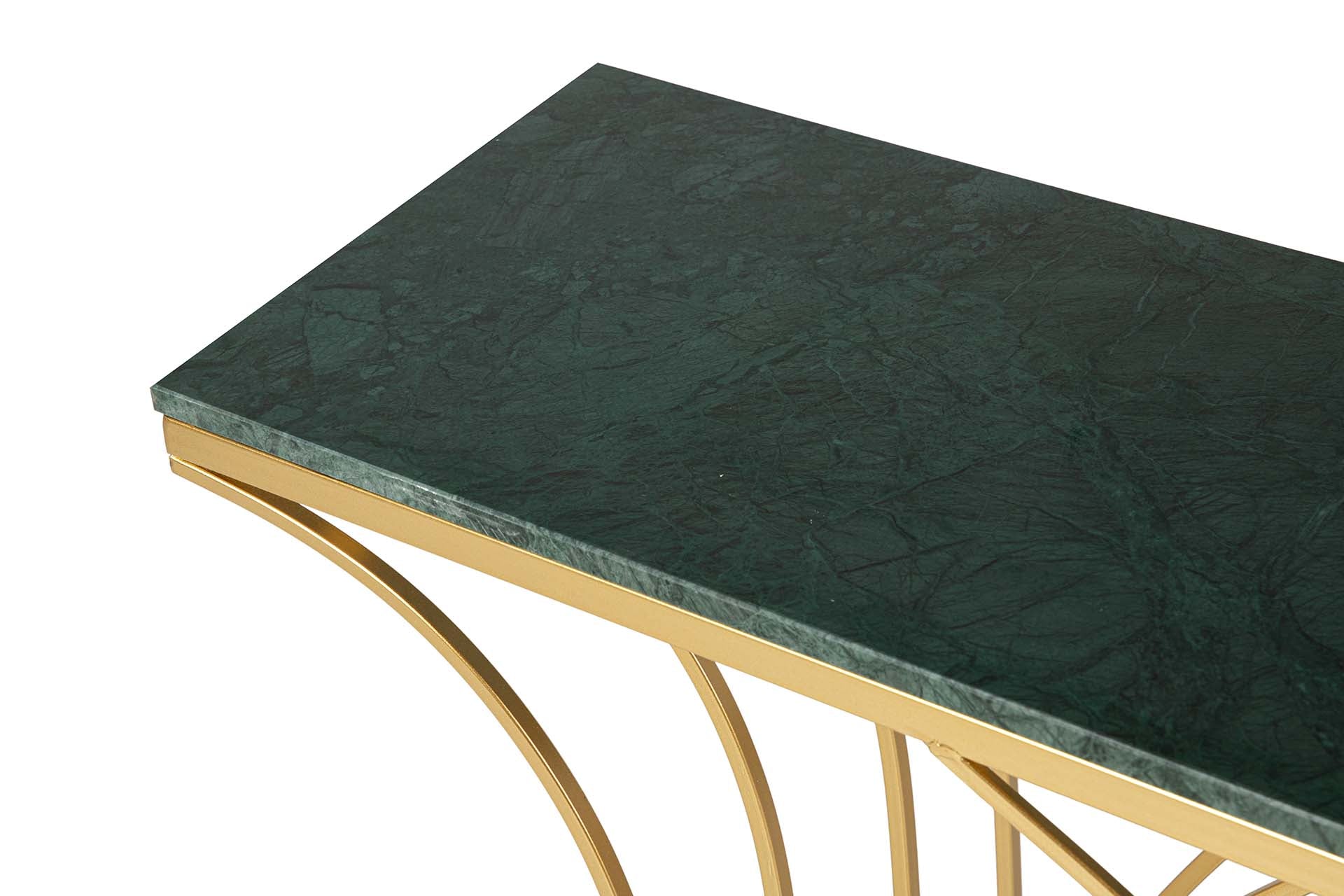 CONSOLA METAL MARMOL VERDE 104x30x79 CM