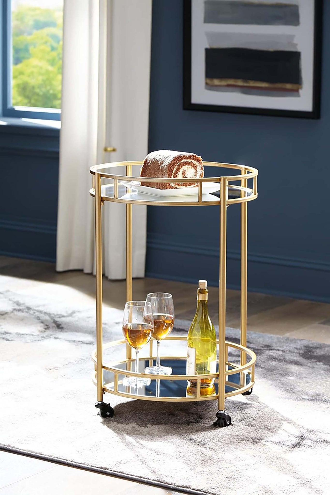 CAMARERA METAL CRISTAL DORADA 70x47x76 CM