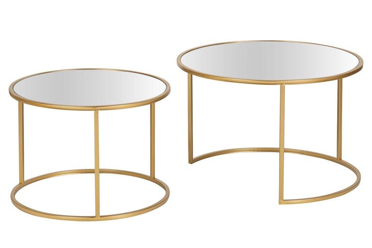 SET 2 MESAS NIDO METAL ESPEJO 60x60x41 50x50x38 CM