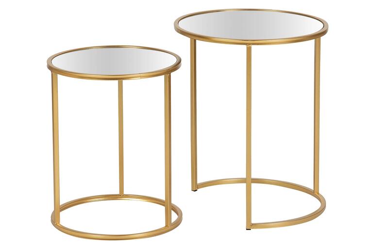 SET 2 MESAS NIDO METAL ESPEJO 41x41x50 35x35x43 CM