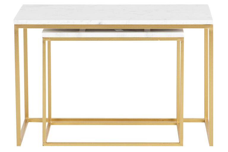 SET 2 MESAS NIDO METAL MARMOL 77x44x50 55x38x45 CM