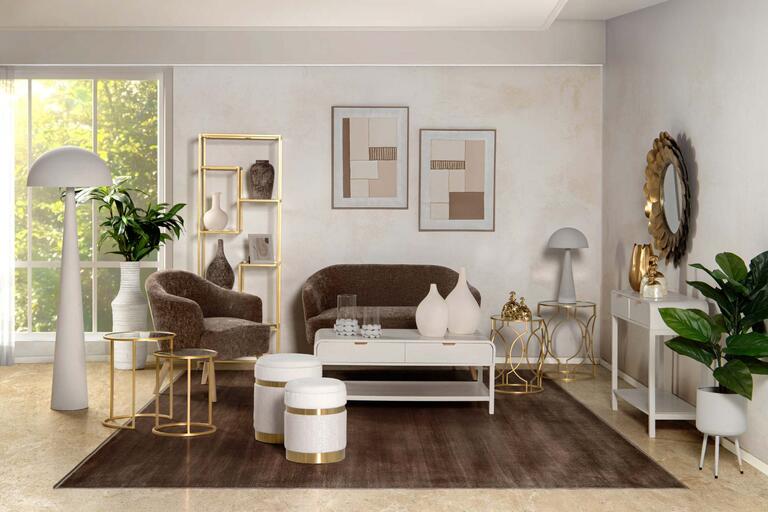 ESTANTERIA METAL DORADA BALDAS CRISTAL 60x42x174CM