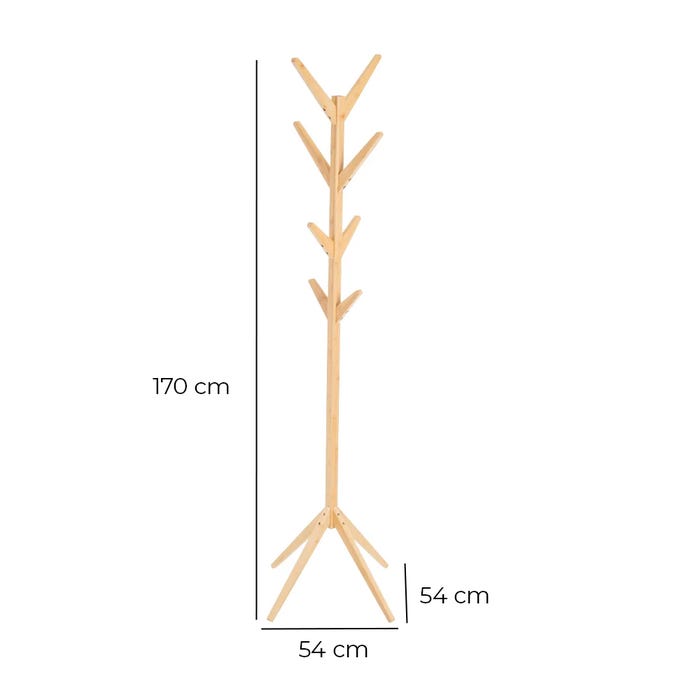 8-Arm Bamboo Coat Rack 54 x 54 x 170 cm