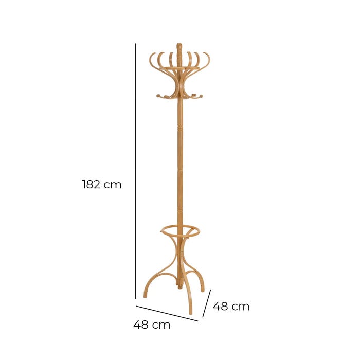 Thonet Poplar Oak Coat Rack 48 x 48 x 182 cm
