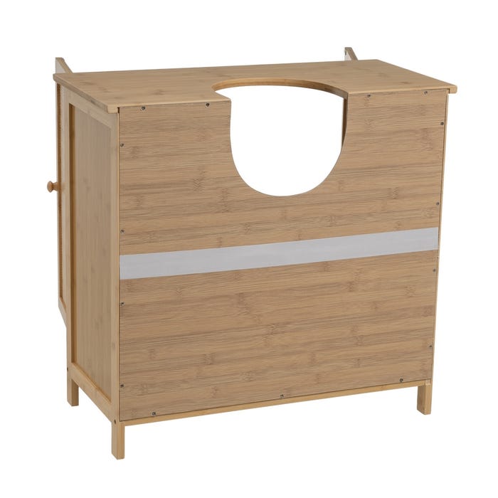 Mueble Bajo Lavabo 2 Puertas Bambú 63 X 30 X 60 Cm