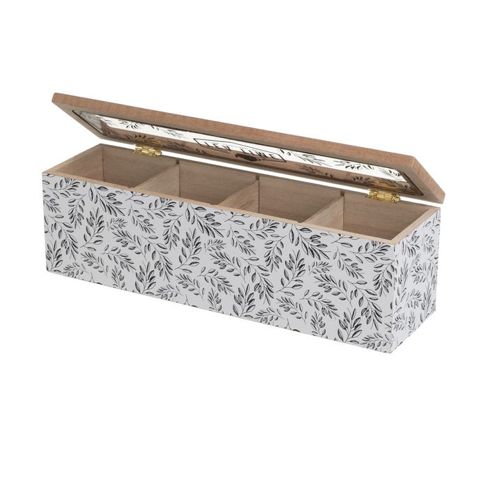 Caja 4 Compartimentos Mdf-Cristal 29 X 8 X 9 Cm