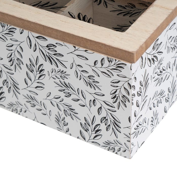 Caja 4 Compartimentos Mdf-Cristal 29 X 8 X 9 Cm