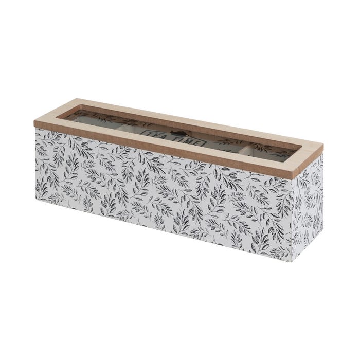 Caja 4 Compartimentos Mdf-Cristal 29 X 8 X 9 Cm