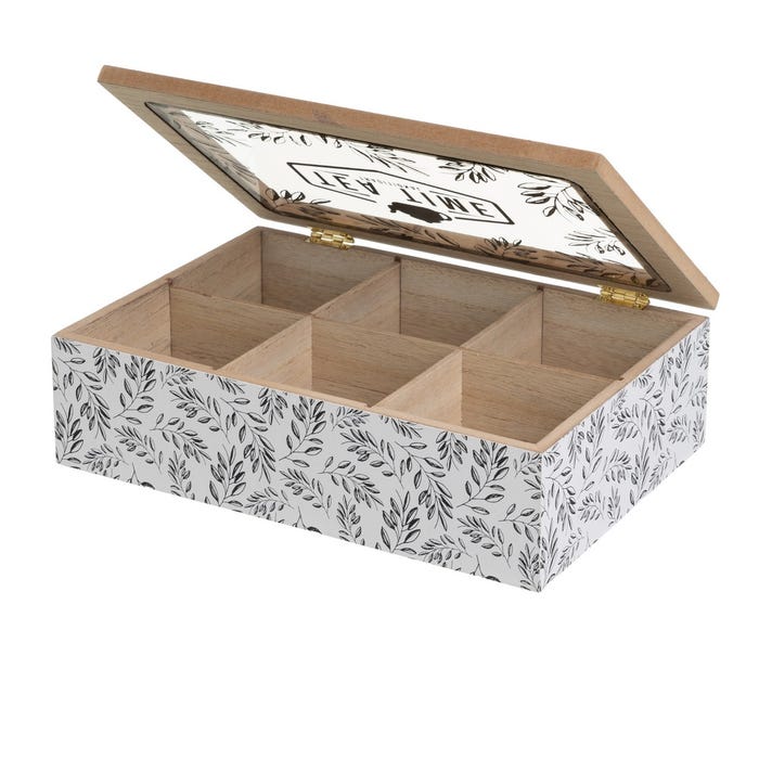 Caja 6 Compartimentos Mdf-Cristal 24 X 16 X 7 Cm