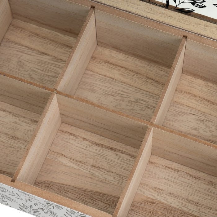 Caja 6 Compartimentos Mdf-Cristal 24 X 16 X 7 Cm