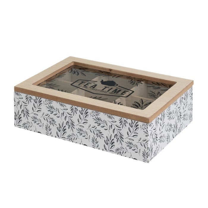 Caja 6 Compartimentos Mdf-Cristal 24 X 16 X 7 Cm