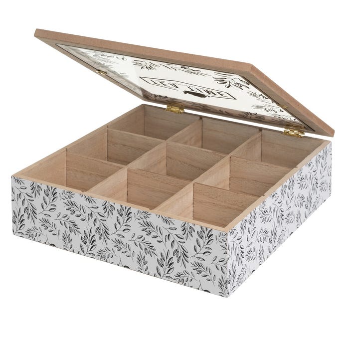 Caja 9 Compartimentos Mdf-Cristal 24 X 24 X 7 Cm