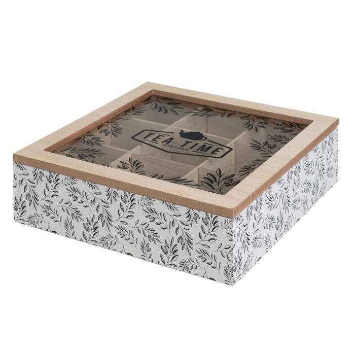 Caja 9 Compartimentos Mdf-Cristal 24 X 24 X 7 Cm
