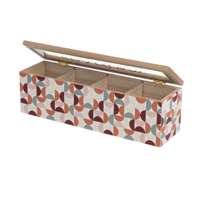 Caja 4 Compartimentos Mdf-Cristal 29 X 8 X 9 Cm