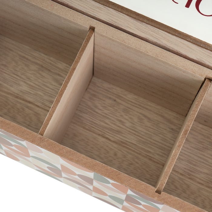 Caja 4 Compartimentos Mdf-Cristal 29 X 8 X 9 Cm