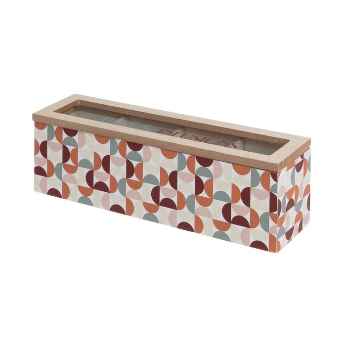 Caja 4 Compartimentos Mdf-Cristal 29 X 8 X 9 Cm