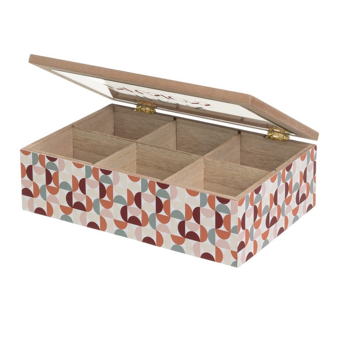 Caja 6 Compartimentos Mdf-Cristal 24 X 16 X 7 Cm