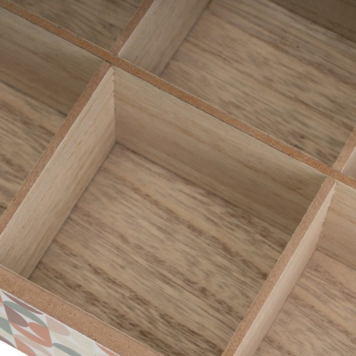 Caja 6 Compartimentos Mdf-Cristal 24 X 16 X 7 Cm