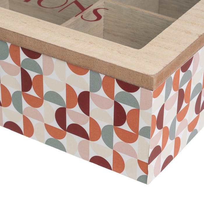 Caja 6 Compartimentos Mdf-Cristal 24 X 16 X 7 Cm