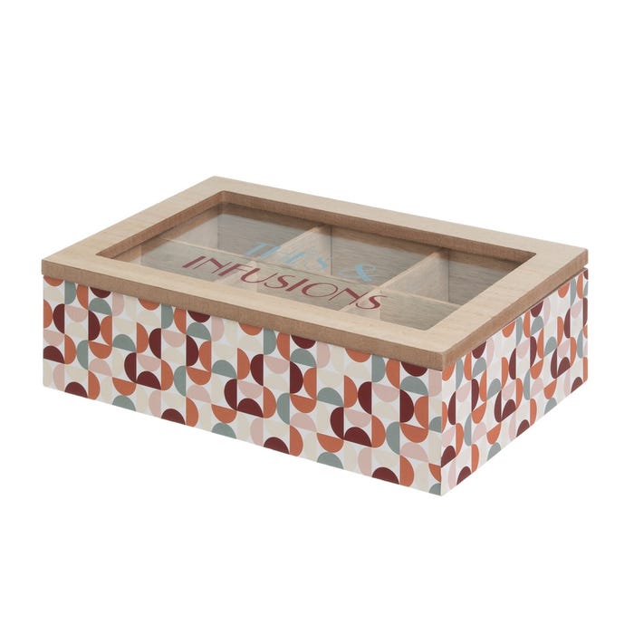 Caja 6 Compartimentos Mdf-Cristal 24 X 16 X 7 Cm