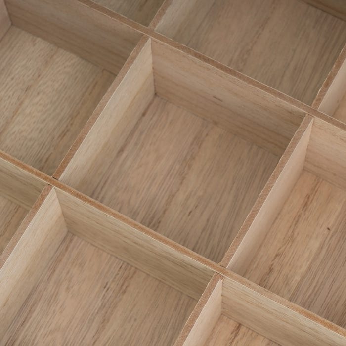 Caja 9 Compartimentos Mdf-Cristal 24 X 24 X 7 Cm